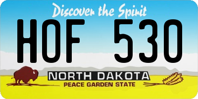 ND license plate HOF530