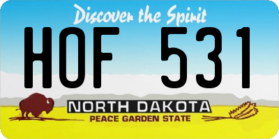 ND license plate HOF531