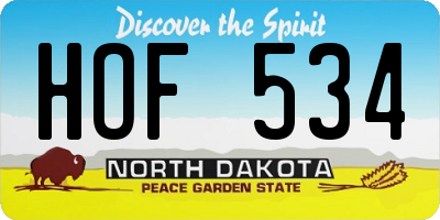 ND license plate HOF534
