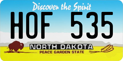 ND license plate HOF535