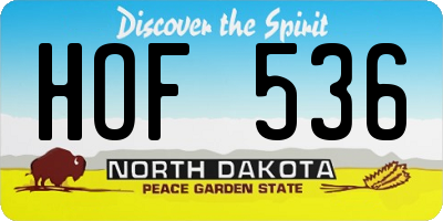 ND license plate HOF536