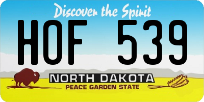 ND license plate HOF539