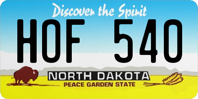 ND license plate HOF540