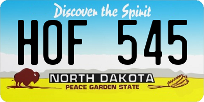 ND license plate HOF545