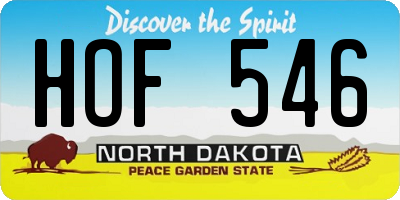 ND license plate HOF546
