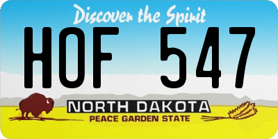 ND license plate HOF547