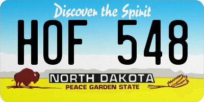 ND license plate HOF548