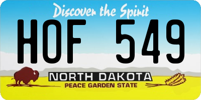 ND license plate HOF549