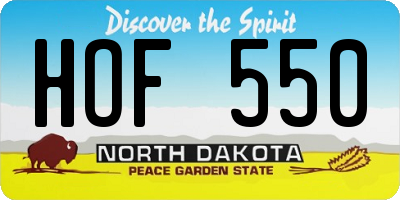 ND license plate HOF550