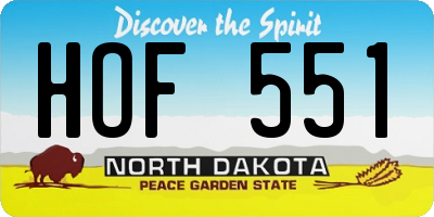 ND license plate HOF551