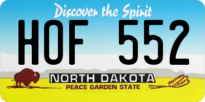 ND license plate HOF552