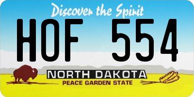 ND license plate HOF554
