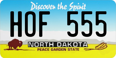 ND license plate HOF555