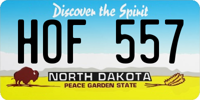 ND license plate HOF557