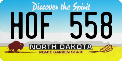 ND license plate HOF558