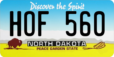ND license plate HOF560