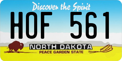ND license plate HOF561