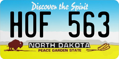 ND license plate HOF563