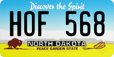 ND license plate HOF568