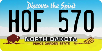 ND license plate HOF570