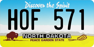 ND license plate HOF571