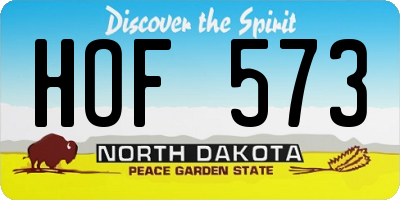 ND license plate HOF573