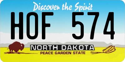 ND license plate HOF574