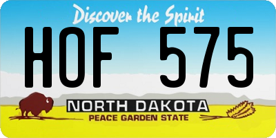 ND license plate HOF575
