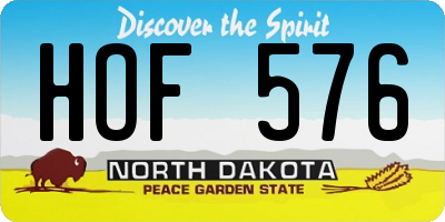 ND license plate HOF576