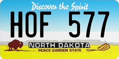 ND license plate HOF577