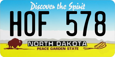 ND license plate HOF578