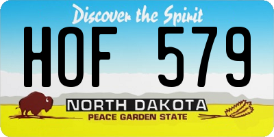 ND license plate HOF579