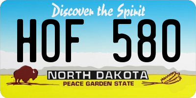 ND license plate HOF580