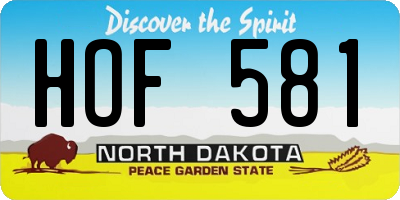 ND license plate HOF581