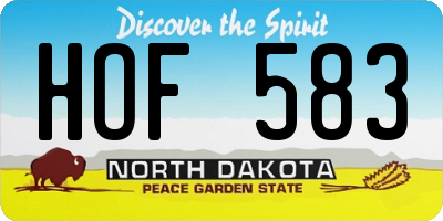 ND license plate HOF583