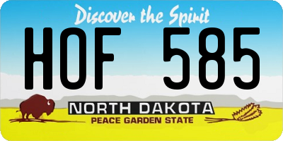 ND license plate HOF585