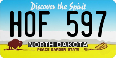 ND license plate HOF597