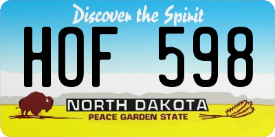 ND license plate HOF598
