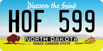 ND license plate HOF599