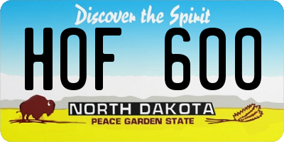ND license plate HOF600