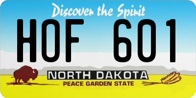 ND license plate HOF601