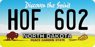 ND license plate HOF602
