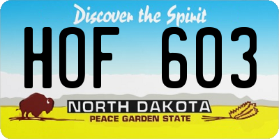 ND license plate HOF603