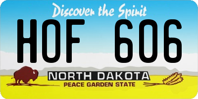 ND license plate HOF606