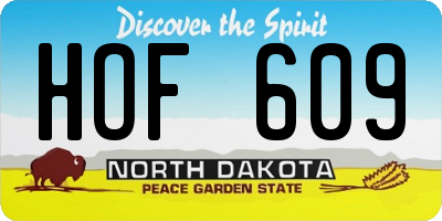 ND license plate HOF609