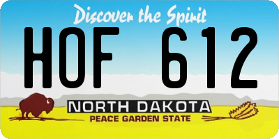 ND license plate HOF612