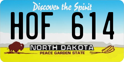 ND license plate HOF614