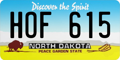 ND license plate HOF615