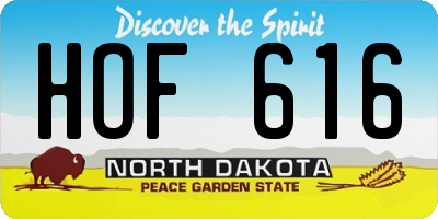ND license plate HOF616