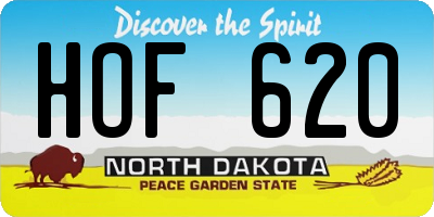 ND license plate HOF620